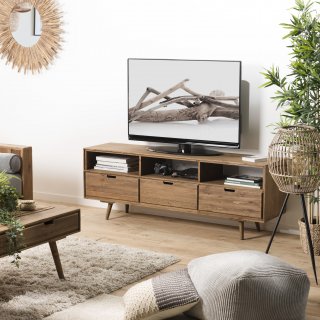 Meuble TV scandinave  3 Tiroirs ANDY En Bois sapin
